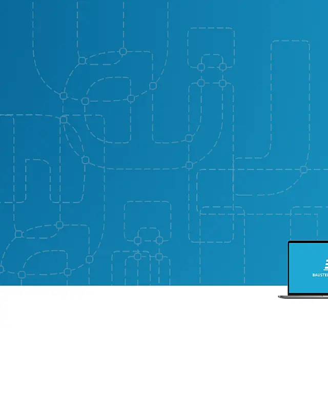 Digitale Leico‑Darstellung auf Desktop, Laptop und Smartphone vor blauem Leitungsnetz‑Hintergrund. Symbol für moderne und vernetzte Online‑Auskunft.